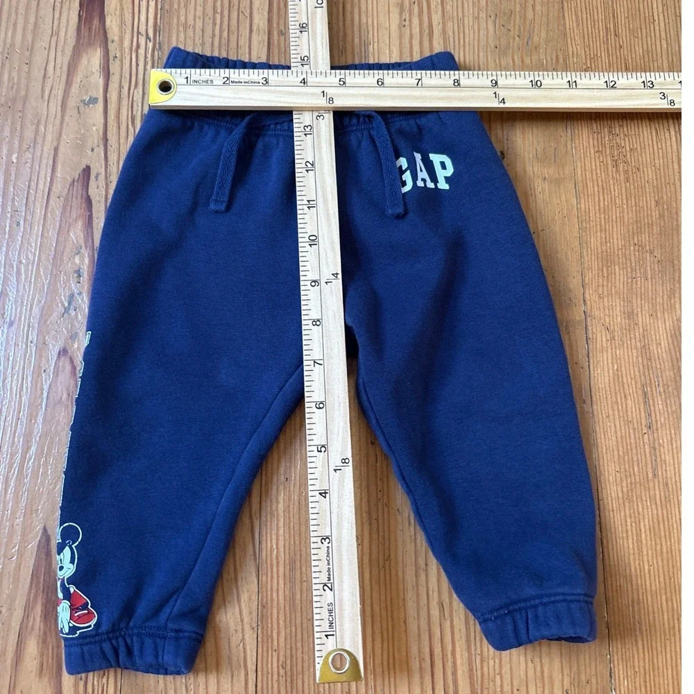 Gap Disney Sweatpants Kids Blue Mickey Mouse Basketball Joggers SIZE 12-18m